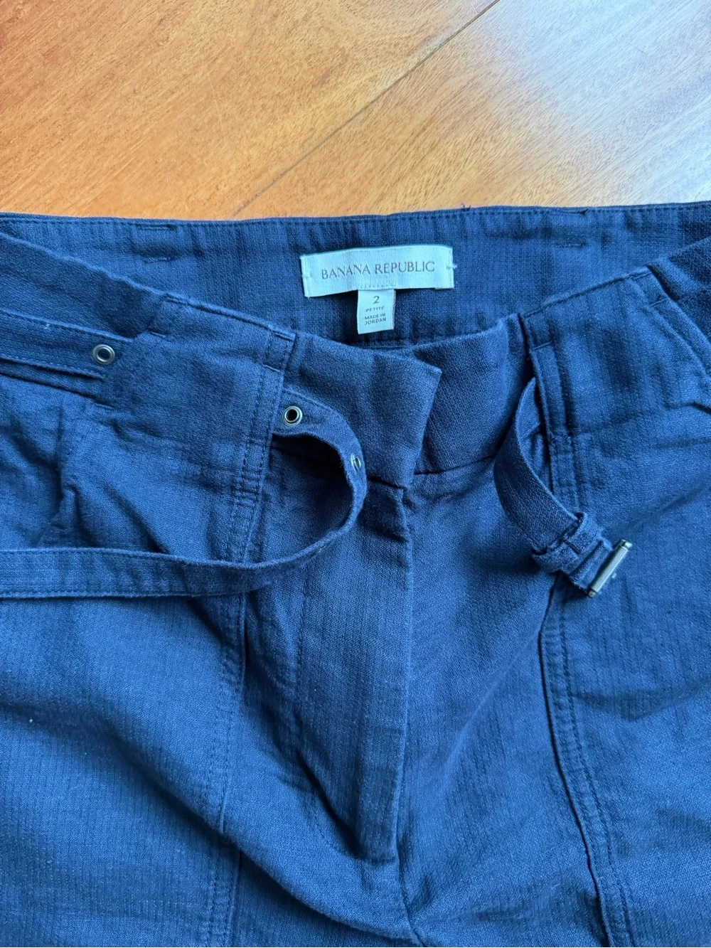 Banana Republic High-Rise Wide Leg Navy Linen Pants
